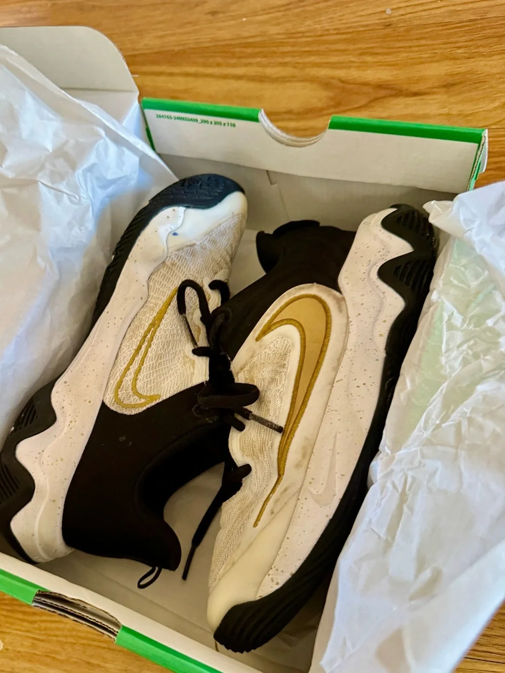 Nike Kids' White and Gold Athletic Shoes